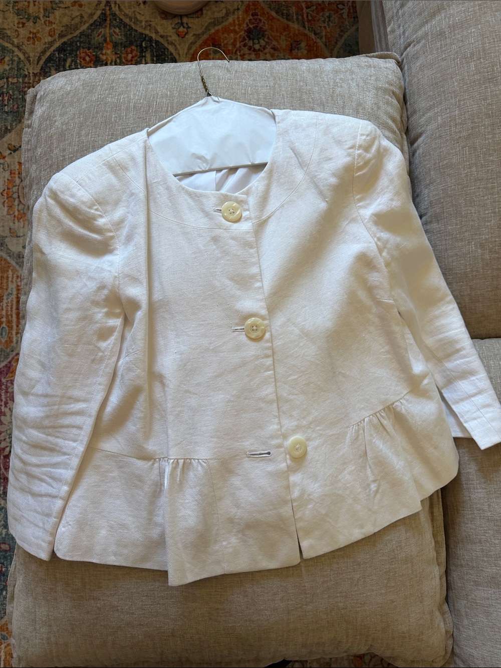 Worthington White Peplum Blazer with Button Front